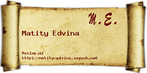 Matity Edvina névjegykártya